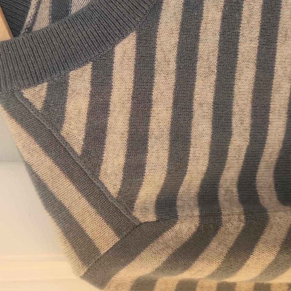 Striped Blue and Gray Sweater By VINCE - Picture 3 of 6